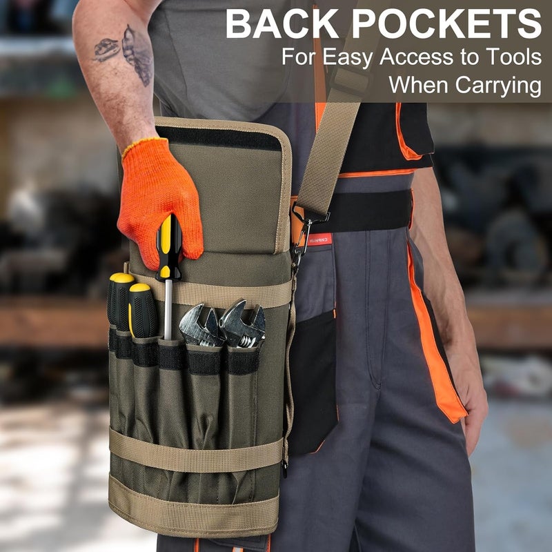 LEFORZ Tool Bag,Large Roll Up Tool Bag Organizer,13 Pockets Tool Roll Storage Pouch,Heavy Duty Portable Tool Storage Carrier Bag for Men,Mechanic,Electrician & Hobbyist,Olive Green - Image 4